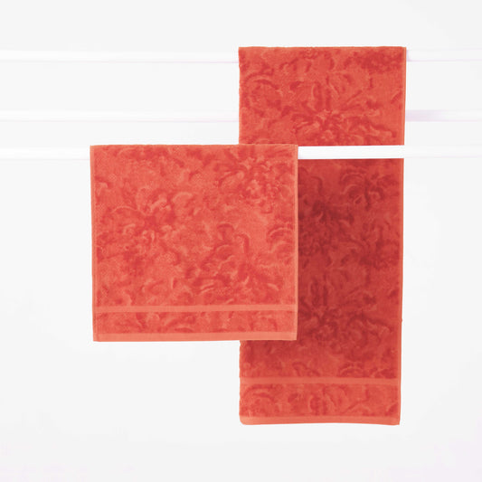 Shadows towel in Coral